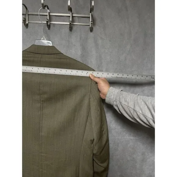 Chaps Ralph Lauren Suit‎ Men 40L Beige 3 Btn Herringbone Wool 34X32 Pants Luxury